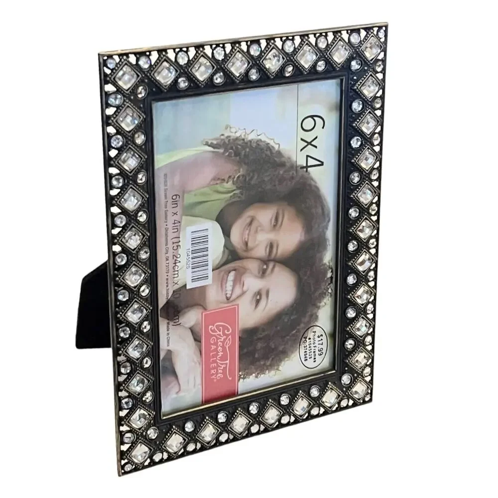 NEW Rhinestone & Bronze Metal PICTURE FRAME 4x6 Vertical or Horizontal Western